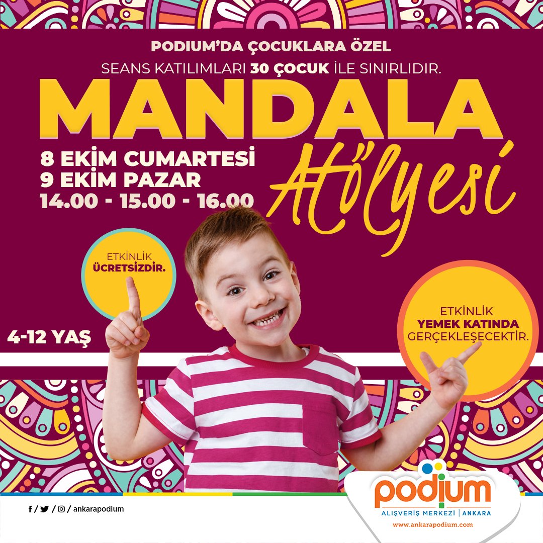 Mandala Atölyemize minik misafirlerimizi bekliyoruz!  - Ankara Podium AVM